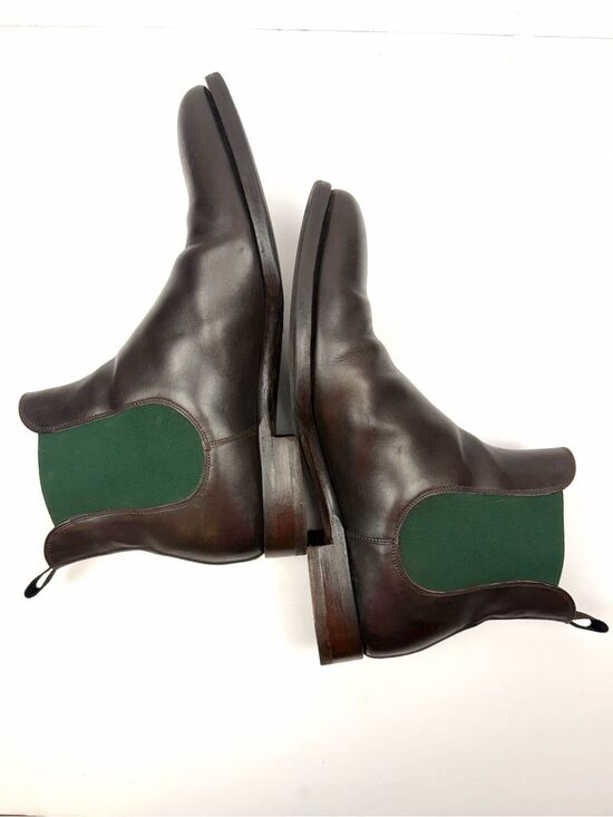 SCAROSSO Italy Giancarlo Chelsea Boots Brown Leather Green Side Panel sz 45 US12 main image 15